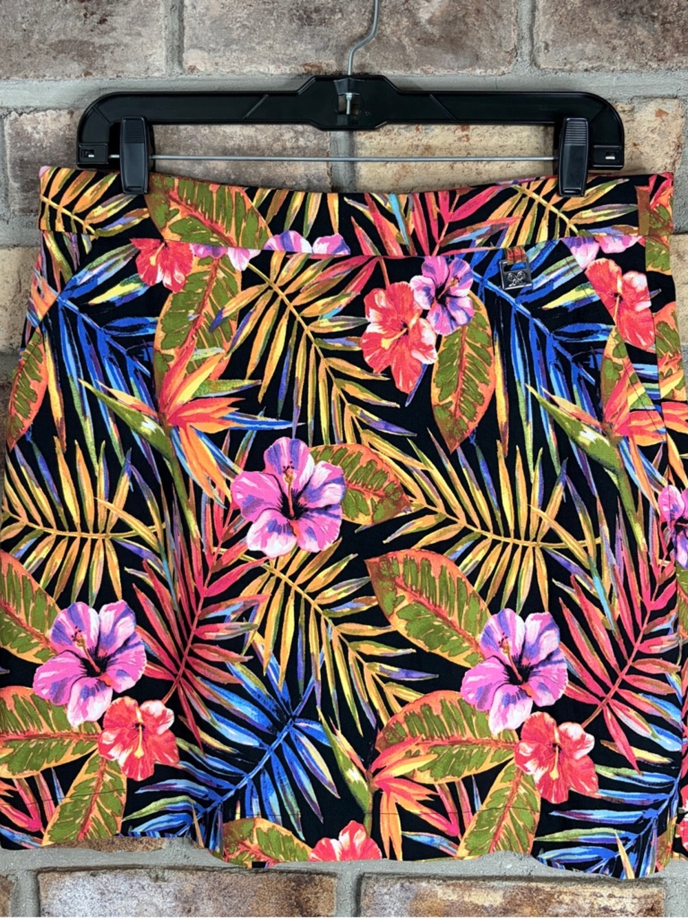RAFAELA Black Skort with Pink and Orange Floral/Leaf Print 129